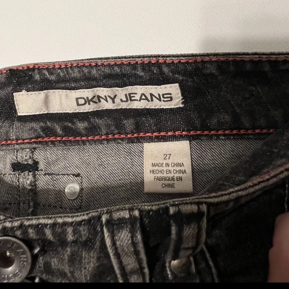 NWT Y2K DKNY Jeans Womens Sz 27 Black Skinny Acid Washed Denim Ankle Zip LowRise - Picture 10 of 12